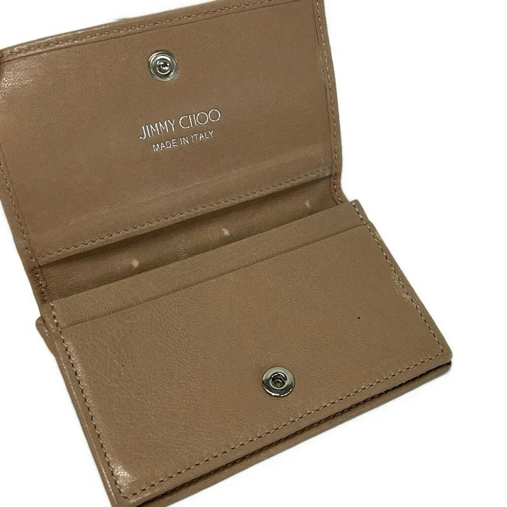 Jimmy Choo Nero Business Card Holder Beige Silver